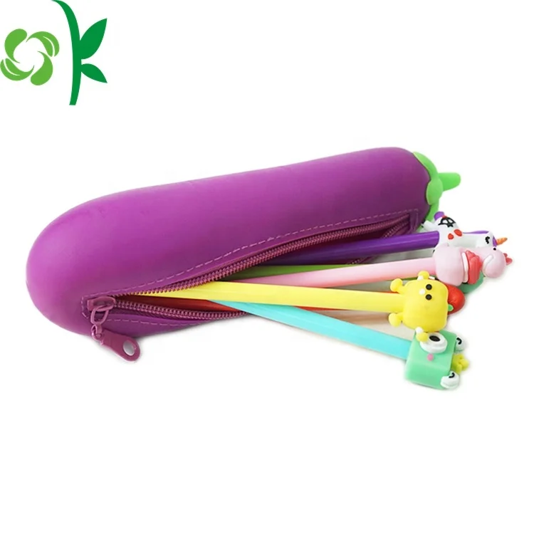 OKSILICONE Wholesale Students Waterproof Stationery Silicone Pencil Case Cute Custom Designs Silicon Pen Holder Case