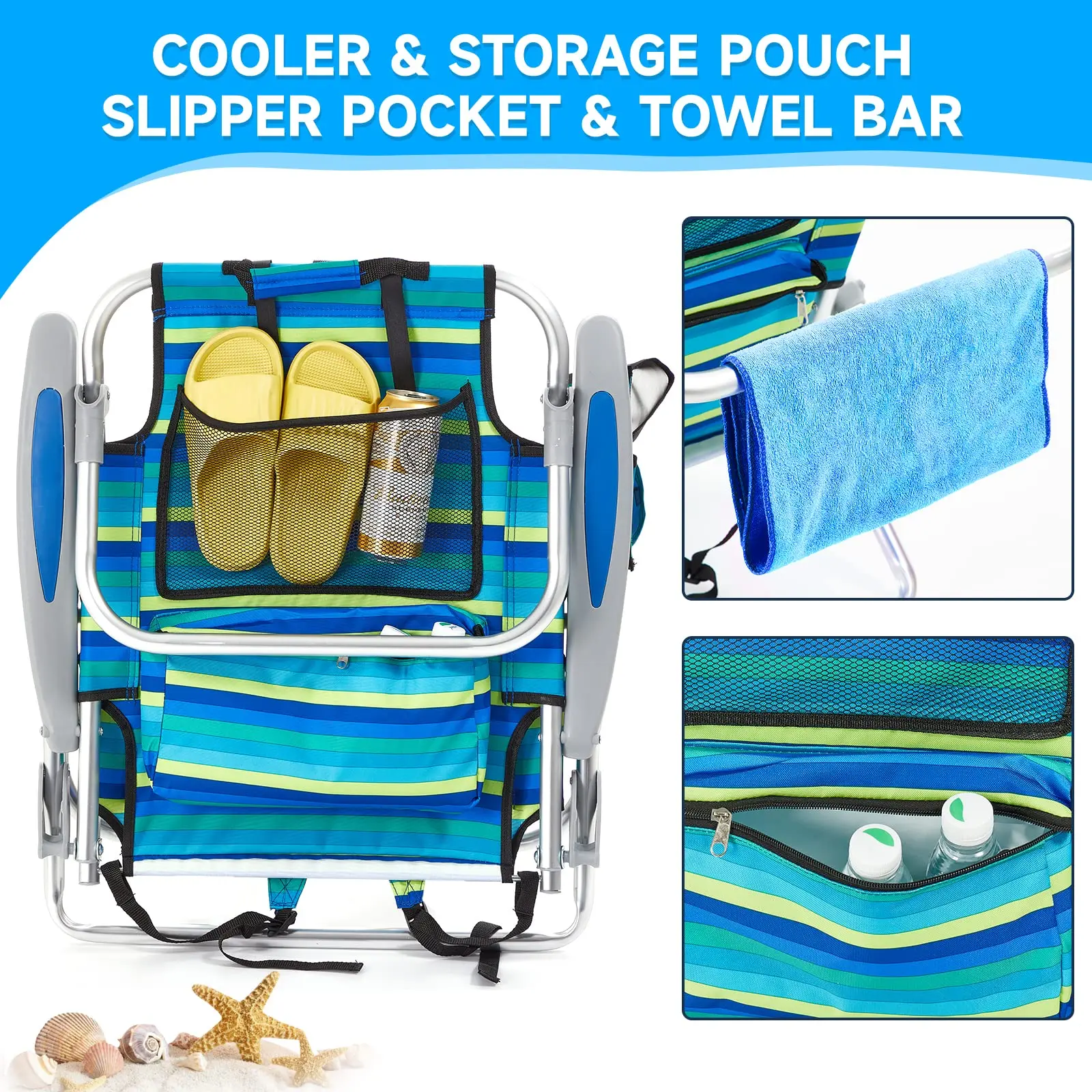 Wholesale Custom Outdoor Lightweight Foldable Camping Chair Portable Lounge Chair Adjustable Backpack Beach Chair With Logo