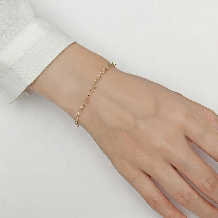 Fine Jewelry Gold Plated Adjustable Love Link Heart Chain Link Bracelet For Women