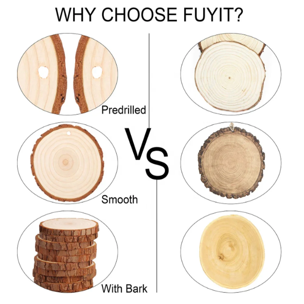 Wood crafts Hole Wooden Circles Great for Arts and Crafts Christmas Ornaments DIY Crafts