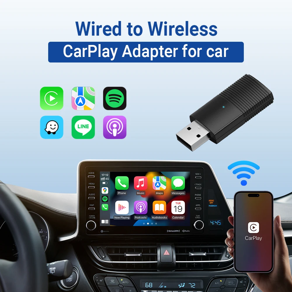 New Arrival Mini Carplay Adapter Wireless Dongle Adapt OEM Carplay to Wireless for Car Media Play