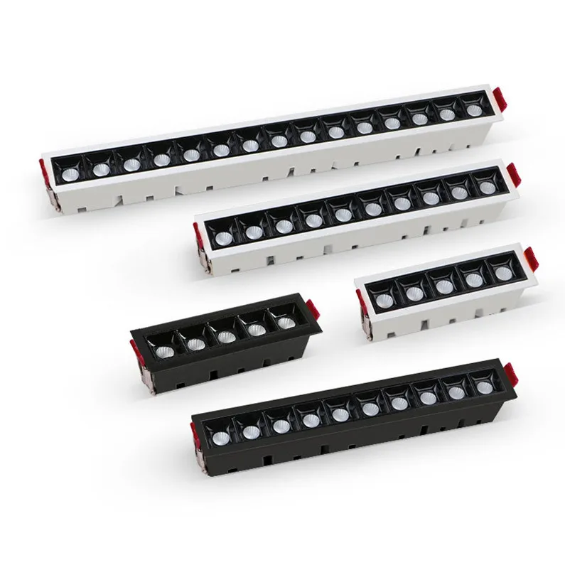 Modern Energy Saving Office  Multiple Heads Aluminum Down Light 20W LED Grille Linear Lamp Ceiling Recessed Grille Light Led