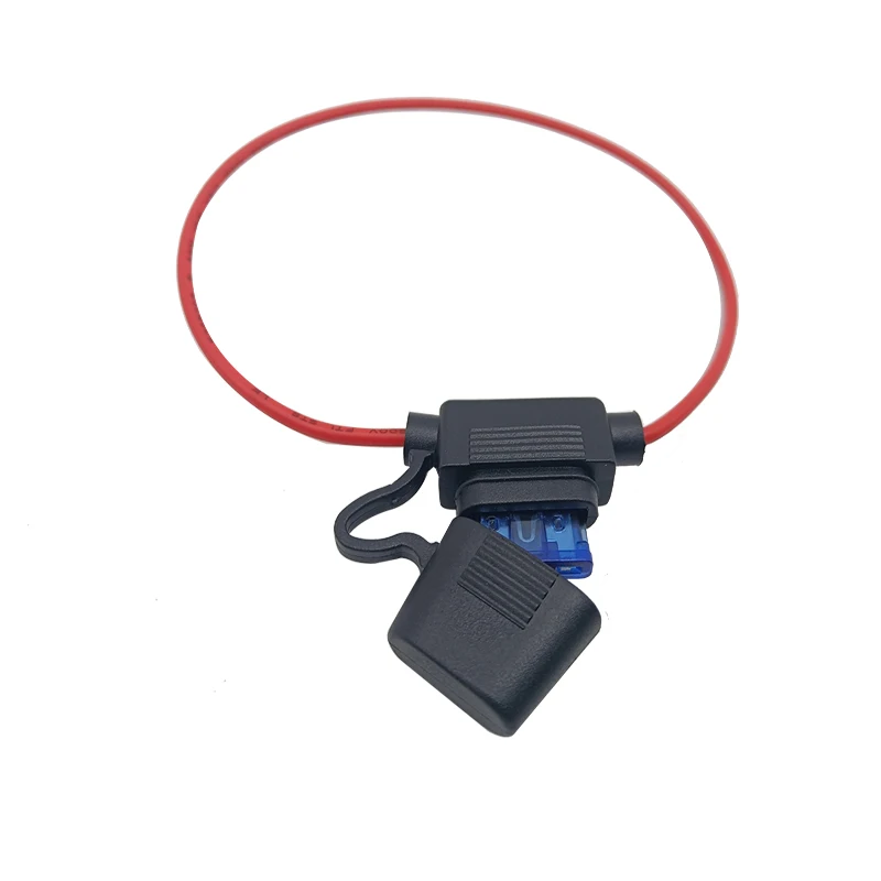 15 A Waterproof Fuse Holder, 16AWG ATO Blade Fuse Holder In-Line with a Cap, Standard Plug Socket with 6pcs Medium Blade Fuse