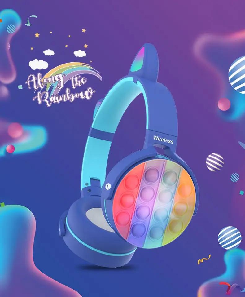 Manufacturer Wholesale Earmuffs Colorful Head Mounted Cat Ear Wireless Headphones