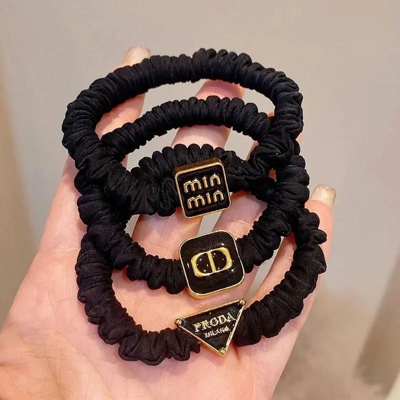 Wholesale Girls Women Black Hair Rope Rubber Band Factory Price Top knot Ponytail Hair Tie