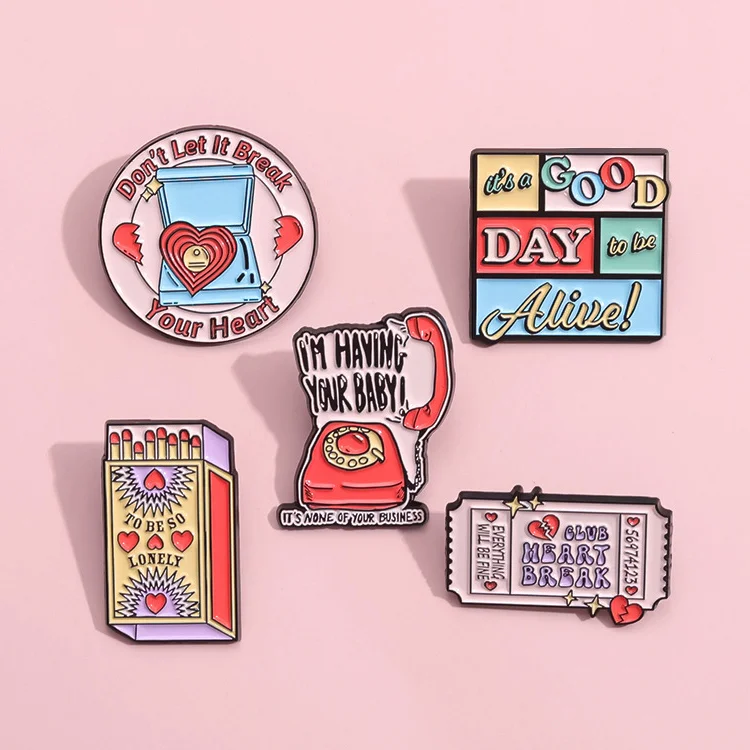 Bulk metal letter pins badge custom logo metal decoration lapel brooch pin cheap enamel pins