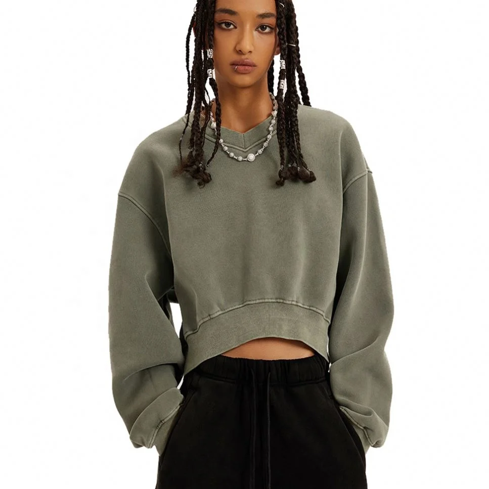 2023 NEW RTS Women Outdoor Soft Stretchy Cotton Washed Fleece Lined Running Sweatshirt