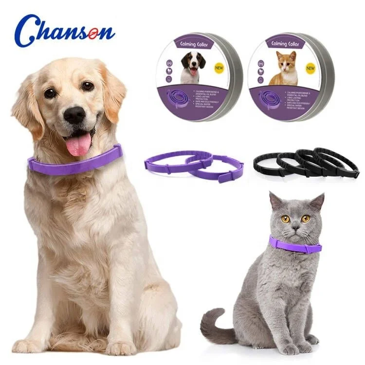 Custom Logo 3 in 1 set Anti Anxiety Stress Release Pheromone Adjustable Pet Calming Collar for Dogs Cats