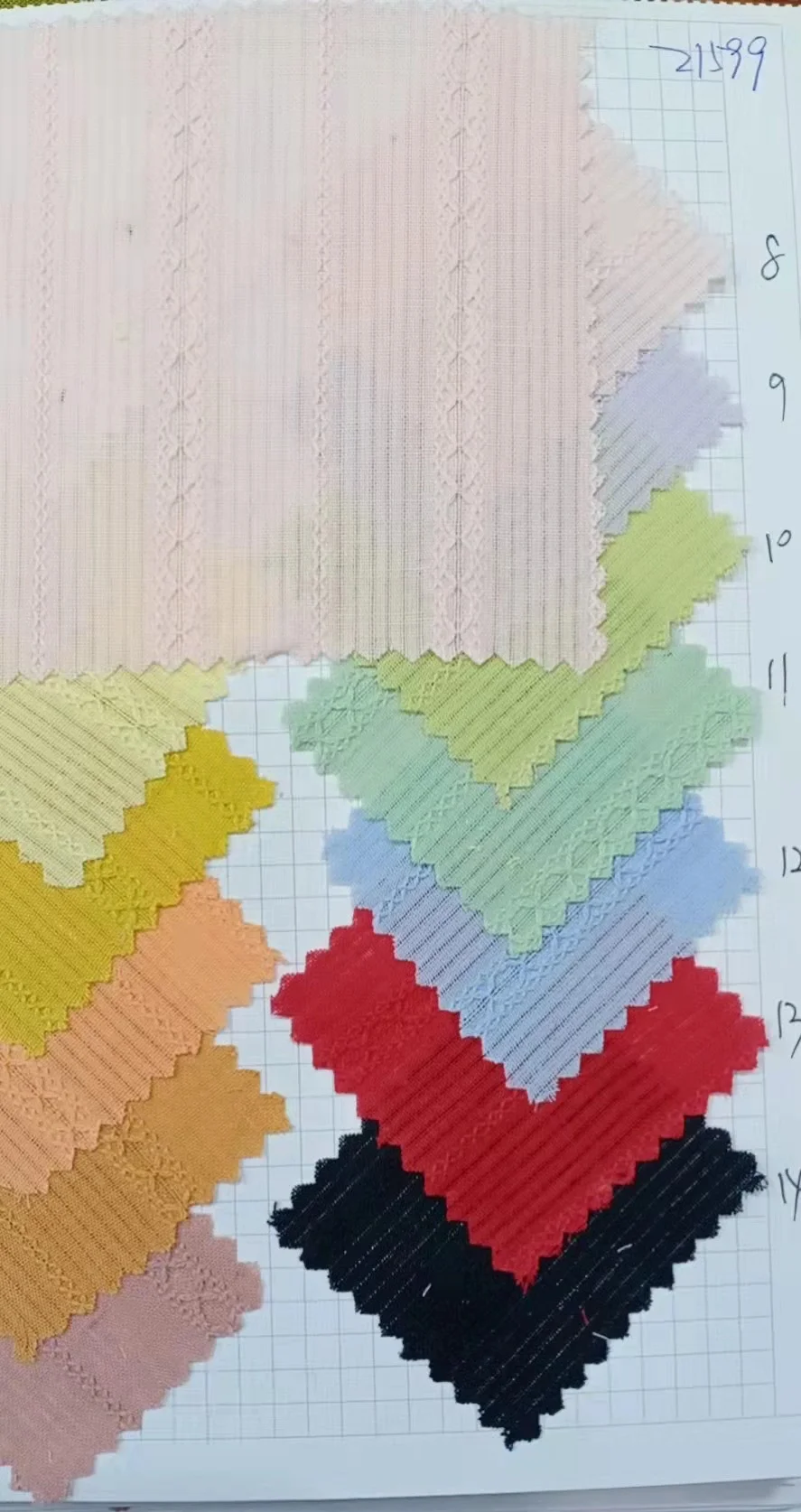 Low MOQ wholesale colorful mesh geometric stripe jacquard pure cotton fabrics for clothing