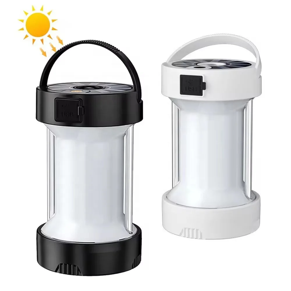 Night market business lighting Type-C USB Charging Led Camping Lantern Solar Charging Emergency Light With Power Bank Function