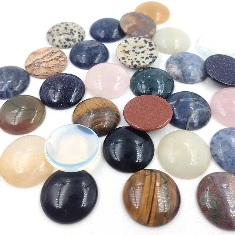25mm Big Charms Natural crystal quartz stone bead no hole flat back round cabochon gemstone for jewelry making