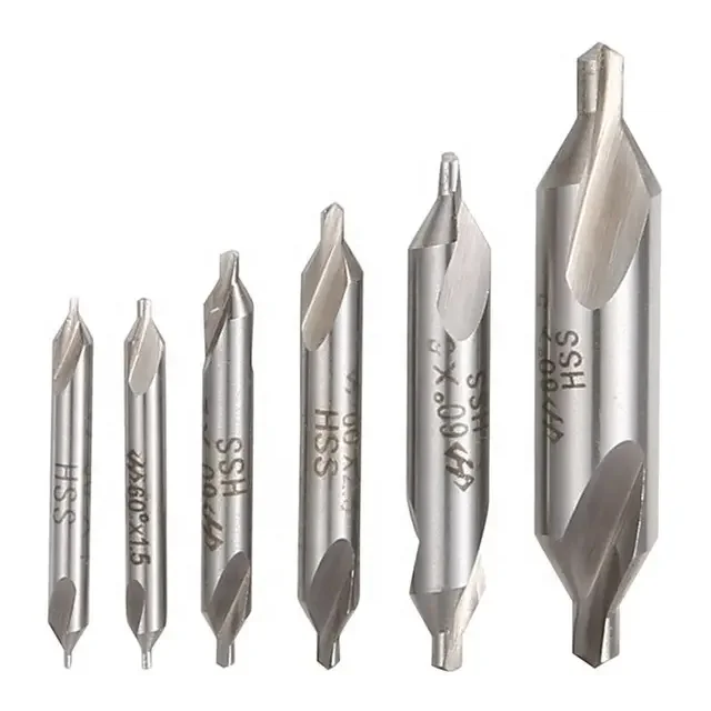 6pcs HSS Combined Center Drills 60 Degree Countersink Angle Bit Set 1.0mm 1.5mm 2.0mm 2.5mm 3.5mm 5mm Metal Drill Bit