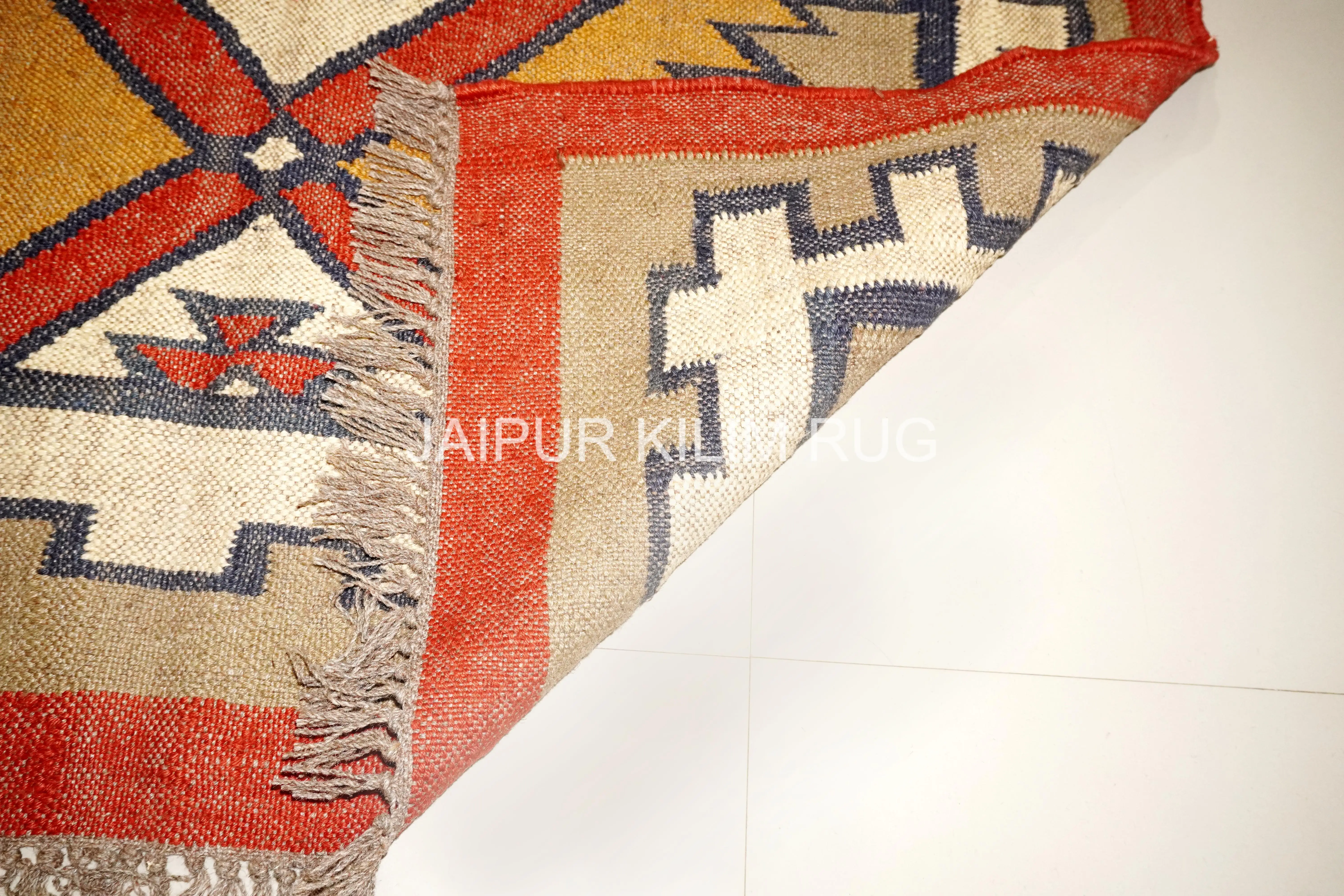 Handwoven Kilim Carpet Jute Wool Hallway Runner Wholesale Rugs Carpets Handmade Floor Mat Indian Kilim Rug