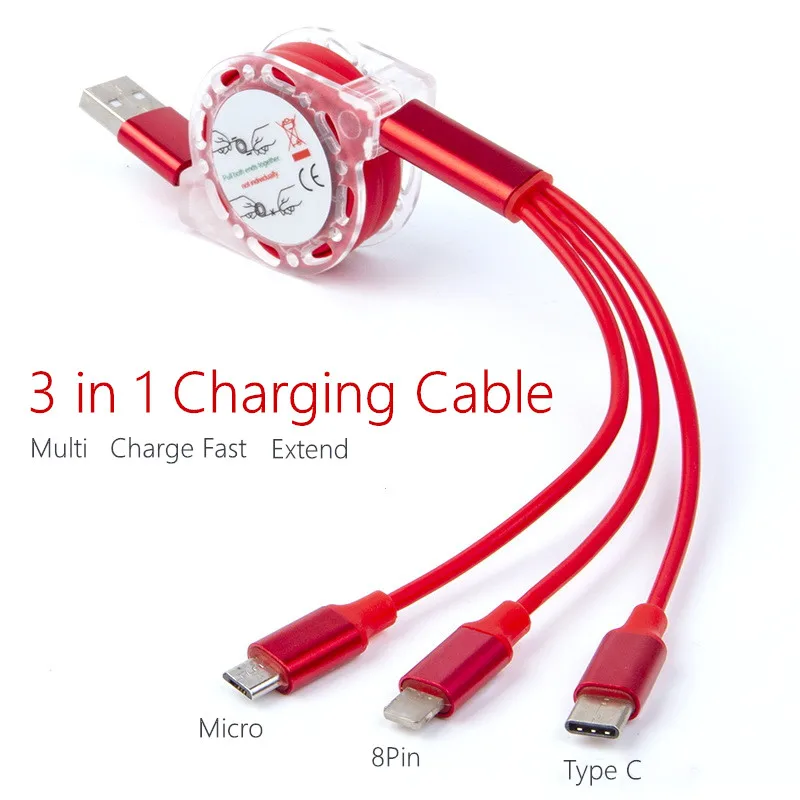 Выдвижной зарядный кабель с несколькими USB-портами Шнур Micro USB Type-C для Samsung Galaxy A30 A50 A70 M30 сотового телефона несколько кабелей