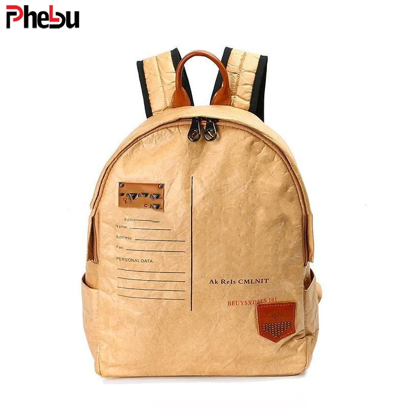 Fashion Students Custom Waterproof Eco Tyvek Kraft Paper school Backpack