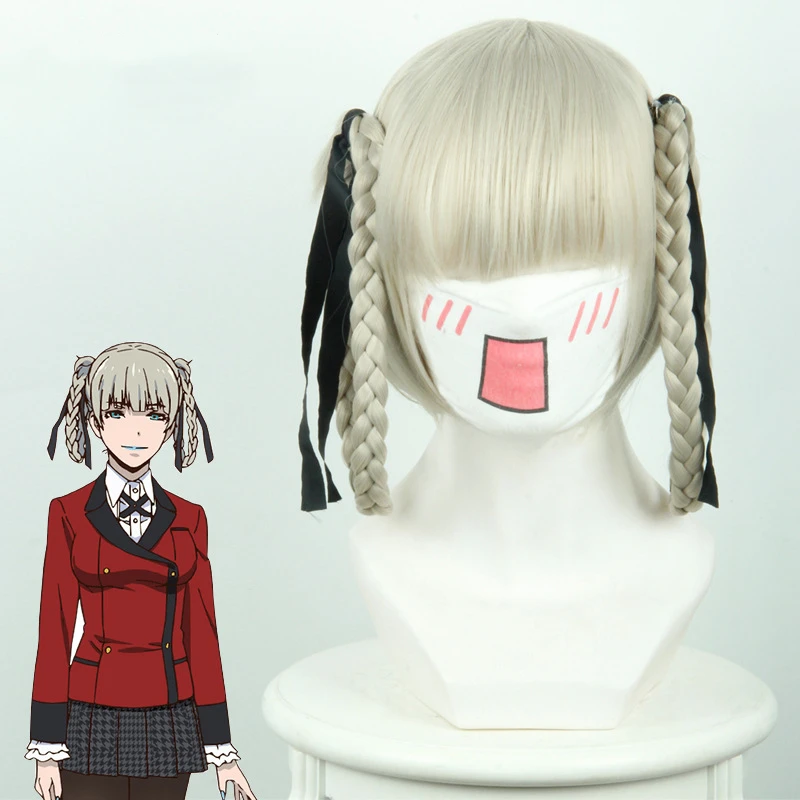 Ainizi wholesale synthetic braided shape Japanese cartoon Kakegurui series character of Momobami kirari cosplay wig for girls