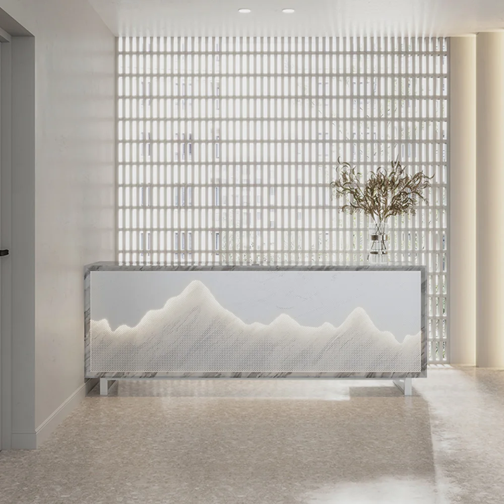 New Style Retail Boutique Shop Reception Furniture Stone Store Checkout Counter Cashier Table For Clothing Shop