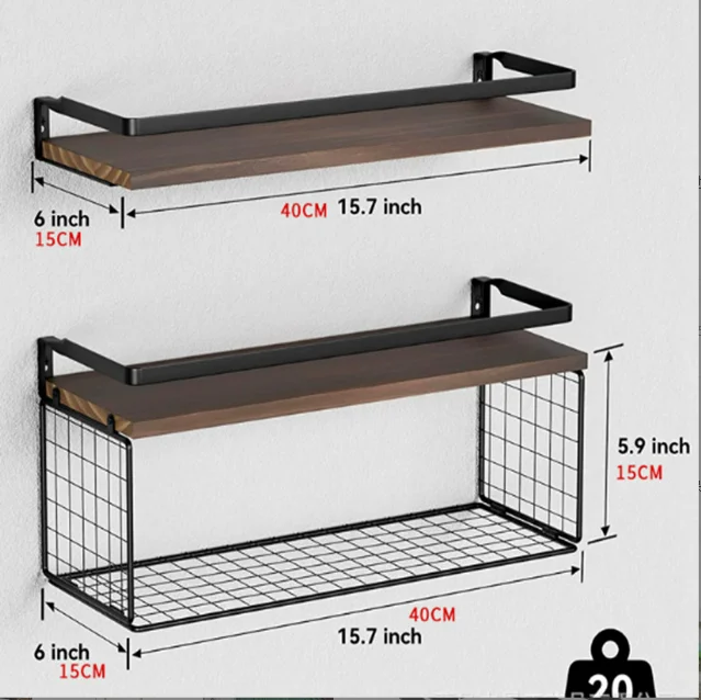 QUAWE Shower 2 Pack Rustproof Shower Rack Hanging Wooden Black Shelves Bar Wall Shelf Cabinet Organizers