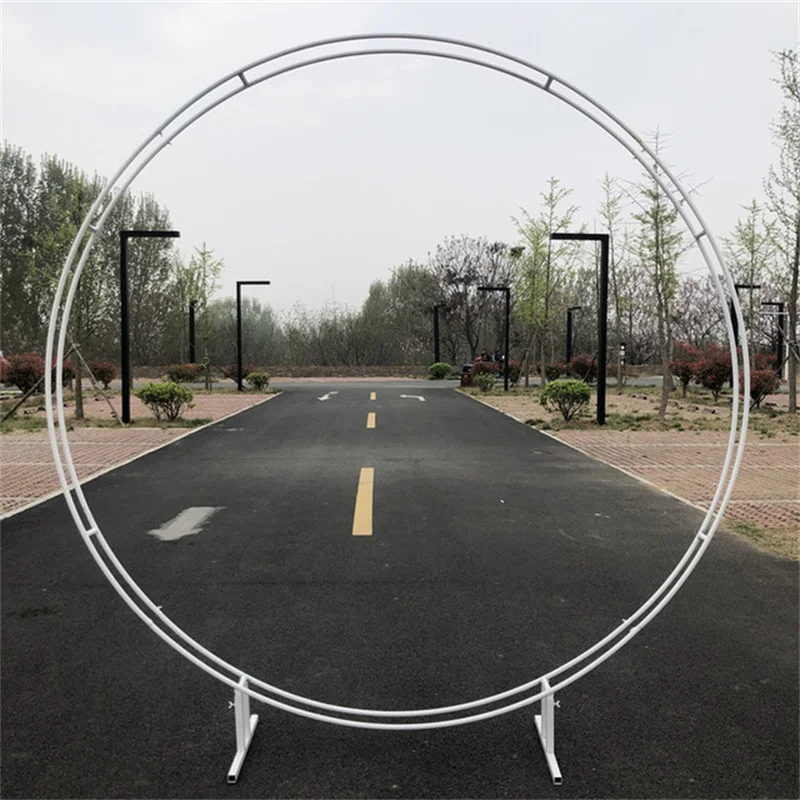 Iron Double Rod Ring Wedding Arch Outdoor Marriage Birthday Party Round Arch Decoration Background Shelf Decoration Arch Frame