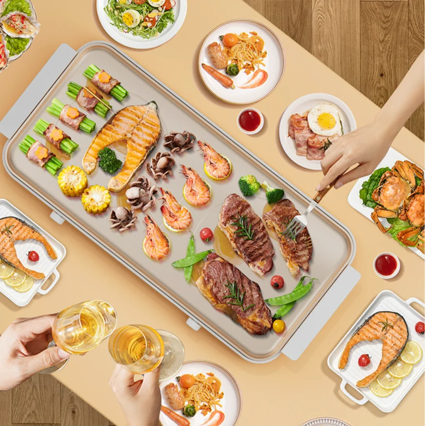 Electric BBQ fried ice cream machine electric cooking pot fry pan 4-IN-1 Multifunction Electric Cooker Skillet Grill Pot Wok