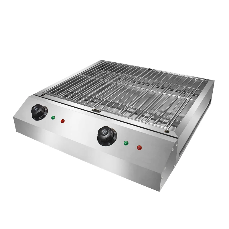 High-power Electric BBQ Grill with Air switch & Dual control Table-top Square Kebab Barbecue machine for BBQ Party