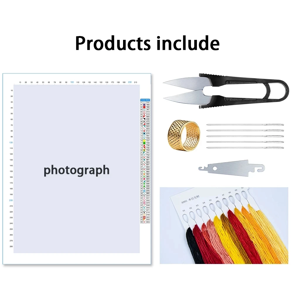 VANJUU 11CT Printed Canvas counted Hand thread embroidery cute Mona Lisa Cross Stitch Kit