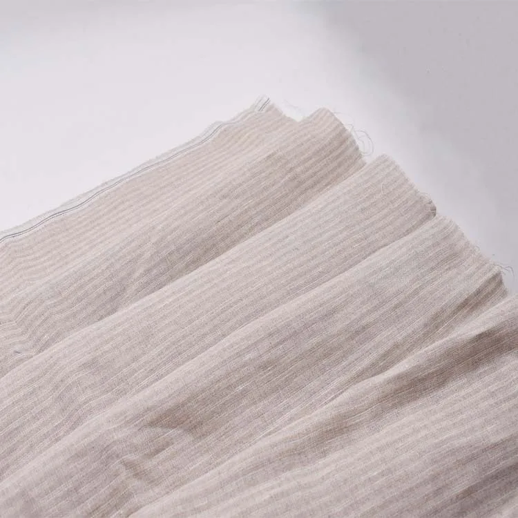 Linen fabric manufacturers wholesale italian french woman man shirting soft flax fabrics yarn dyed stripe linen fabric for dress