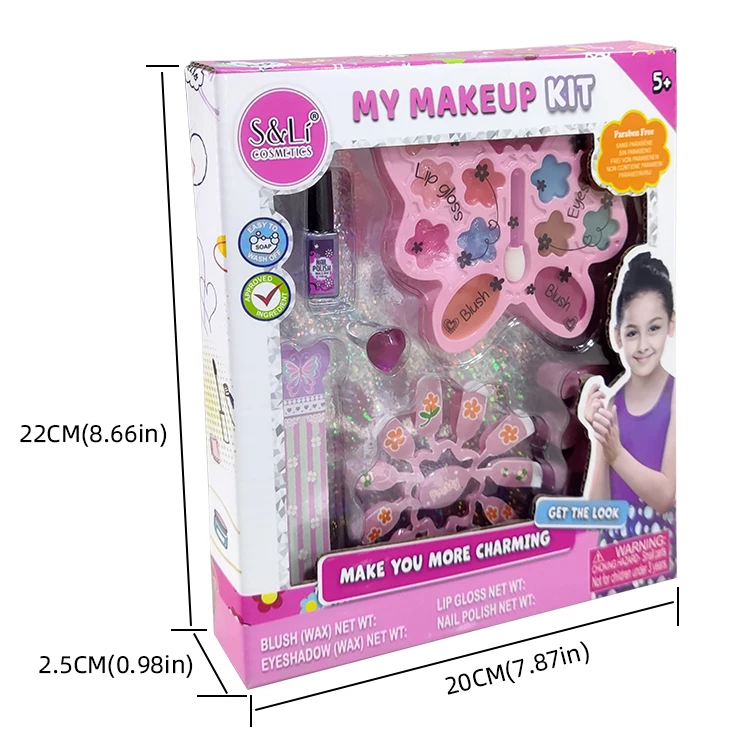 Pretend Play Makeup Toy Set Beauty Princess Dressing Table and Suitcase 2 in 1 Gift for Girls Kids Children Pink Style Origin