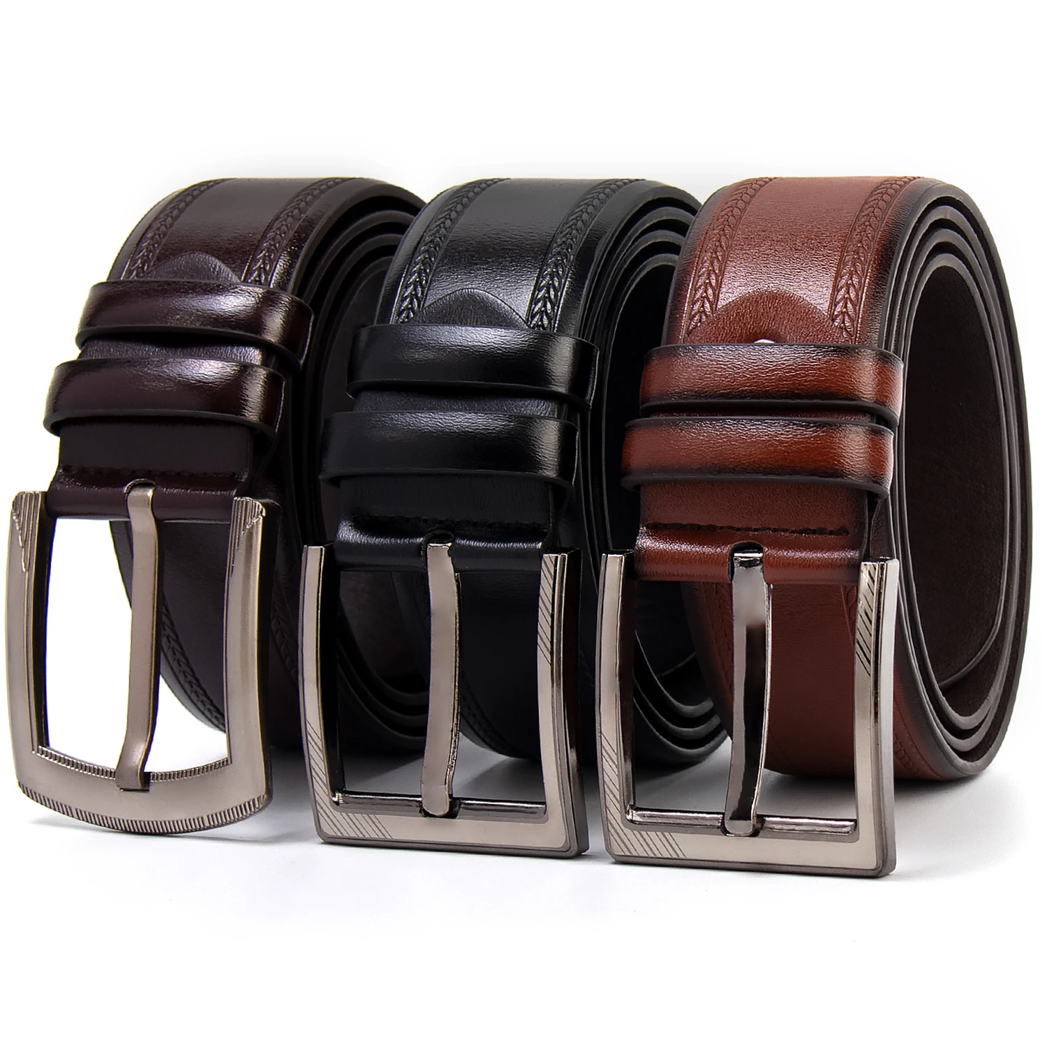 Customized business buckle belt with large width 4.5cm scratch resistant durable TPU quick pullout buckle belt PU leather belt