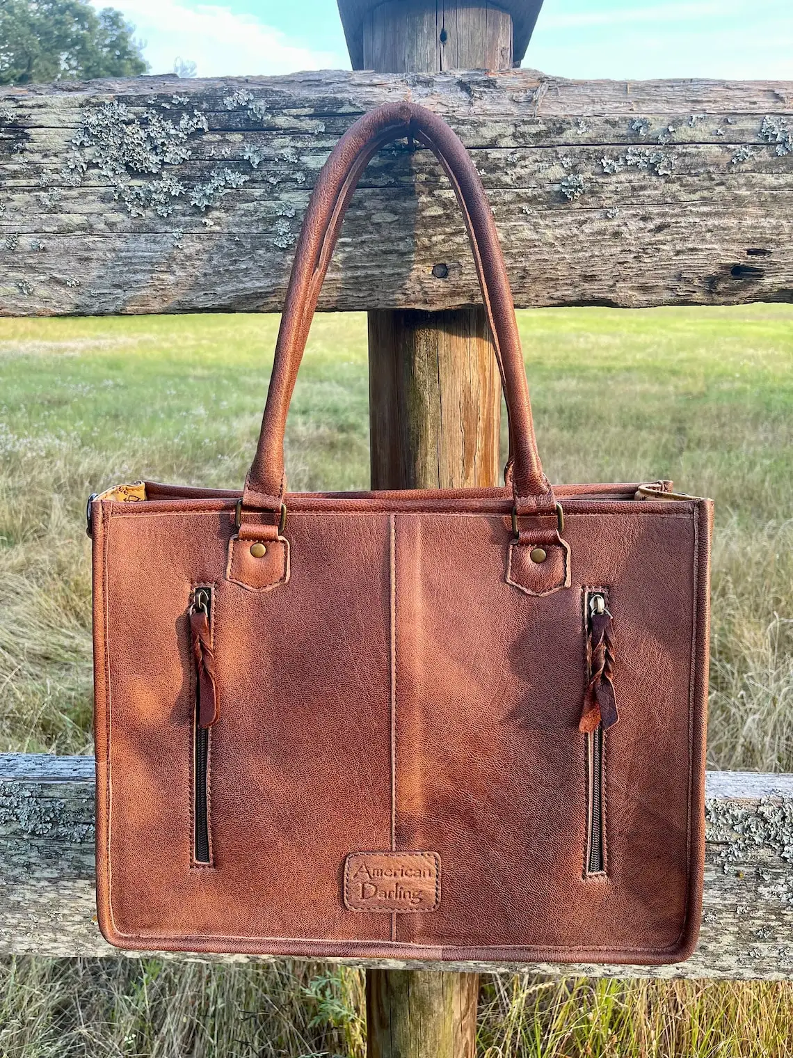 Western Hand Tooled Leather Purse Hair on Cowhide American Darling Western Crossbody Purse Laptop Handbag Wholesale Manufacturer