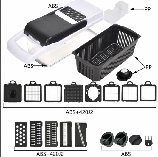 Hot Selling 22-in-1 Multifunctional Vegetable Cutter Small Kitchen Accessory Set with Carrot Grinder for Fruit Vegetable Tools