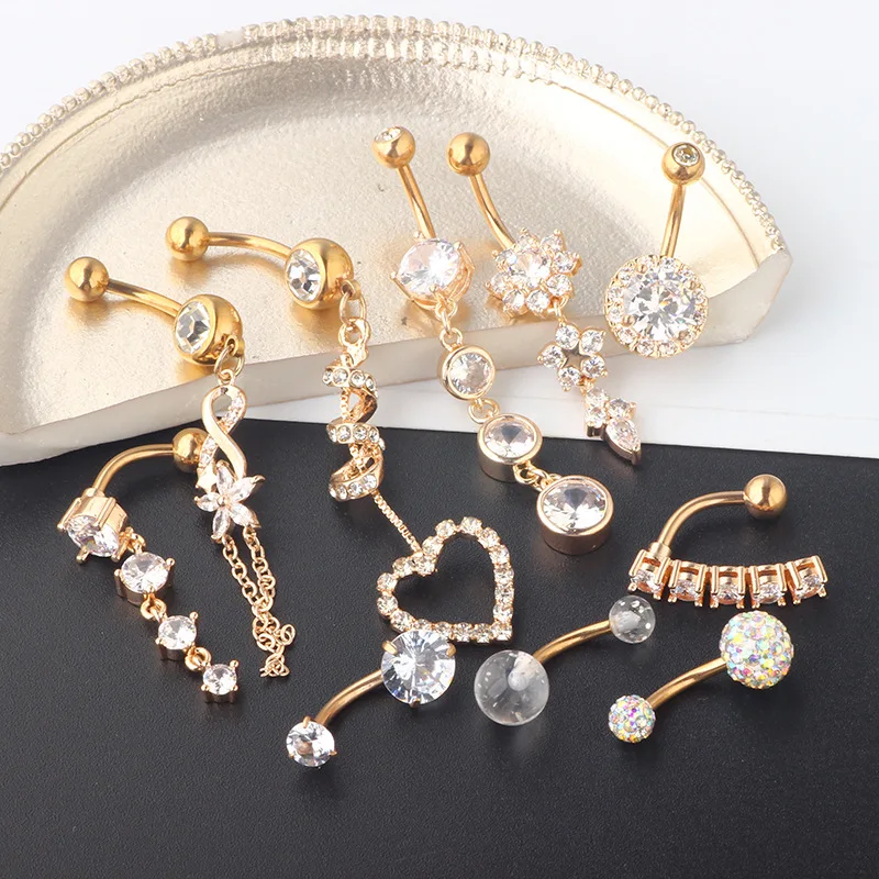 Wholesale navel button ringS medical surgery stainless steel circular barbell internal thread high quality piercing navel ring