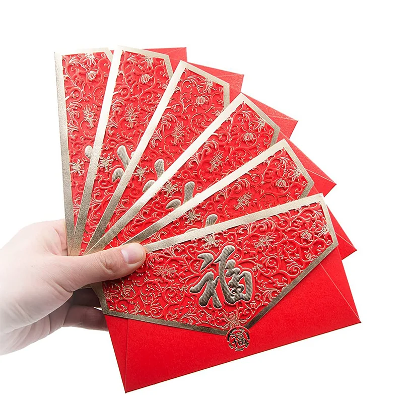 Customized Heavy Duty Chinese New Year Red Envelopes 2022 Red Pocket Envelopes Gift Money Envelopes