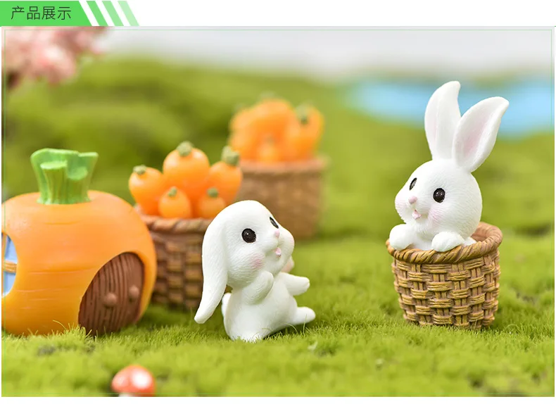 Top Selling Mini Cute Easter Resin Rabbit Decoration Easter Bunny Carrot Figurine For Easter Day