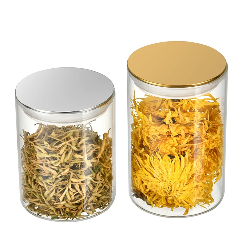 Customized Straight Side Clear Glass Storage Jar Glass Jars Storage Containers With Sealed Flat Mirror Lid