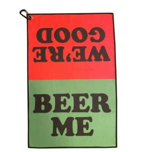 waffle beer me printed custom golf towel with carabiner