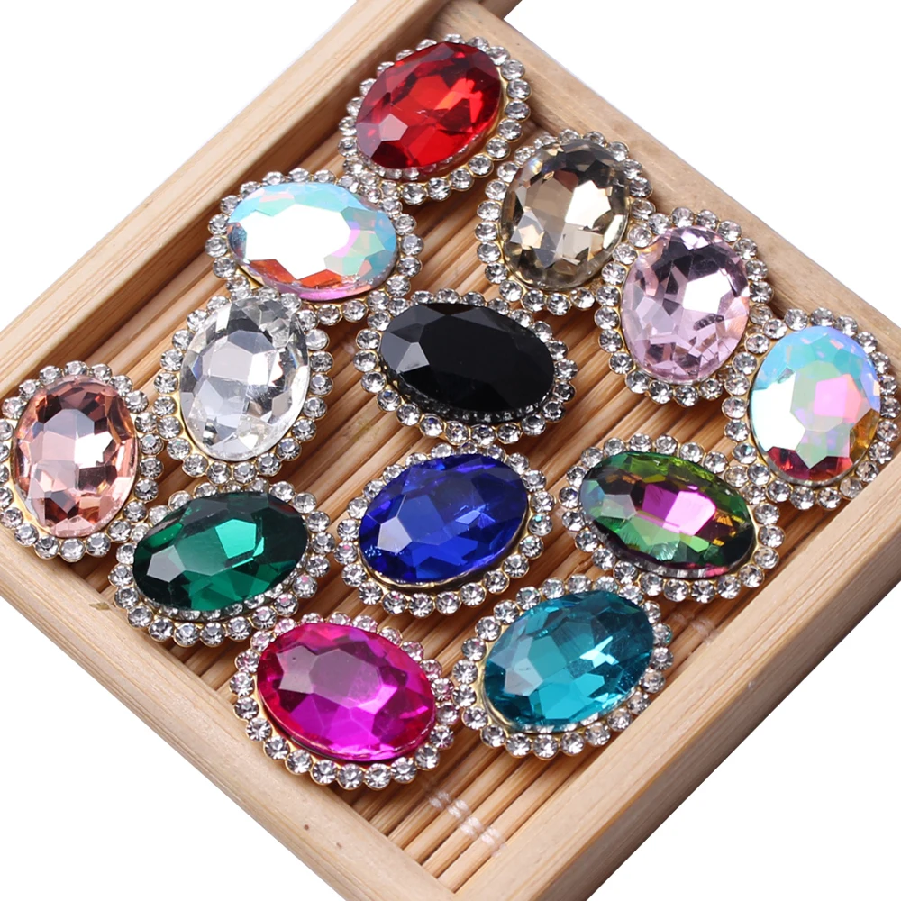 Claw Rhinestones 10x14mm Oval Flatback Many Colors 200pcs Sewing Shiny Crystals Stones Gold Base Sew On Rhinestones For Clothes