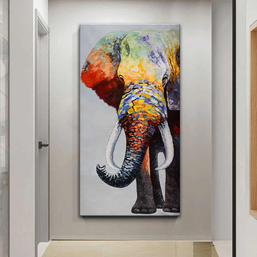 TOPART African Elephant Animal Room Hanging Canvas Picture Large Size Wholesale High Quality Oil Painting Wall Art for Sale