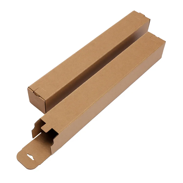 Long cardboard box ultra hard kraft paper double buckle bottom color printed packaging box rectangular folding customized