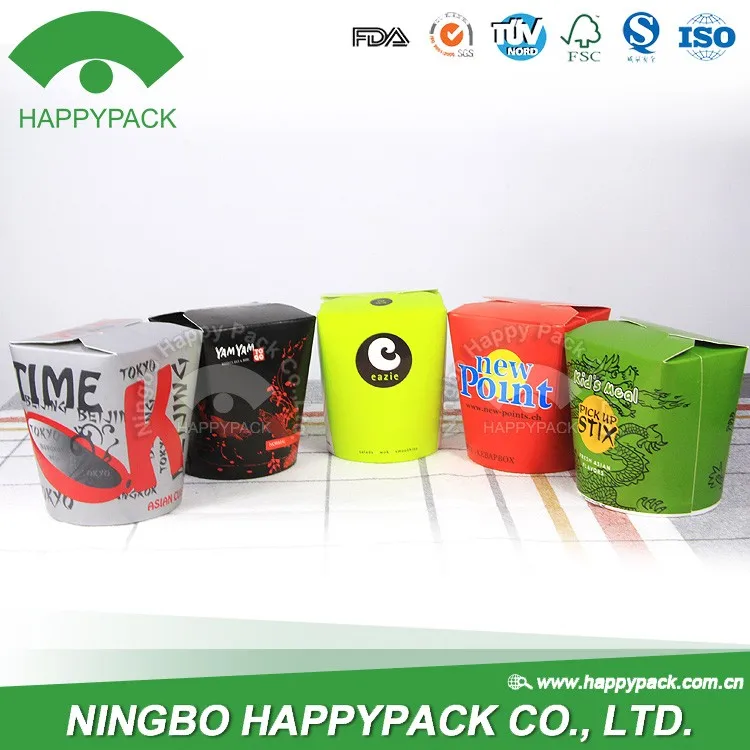 disposable paper take away round paper noodle box food container custom colour logo