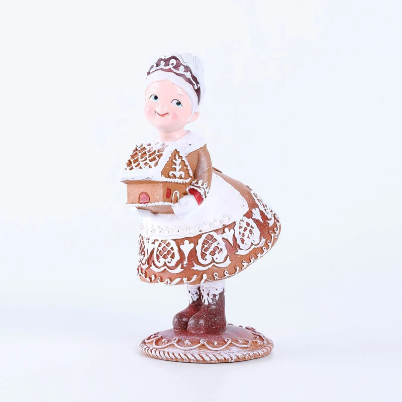 2023 Christmas tabletop dessert house tree resin small gingerbread decoration Mr. and Mrs. Santa Claus figurine resin  figurine