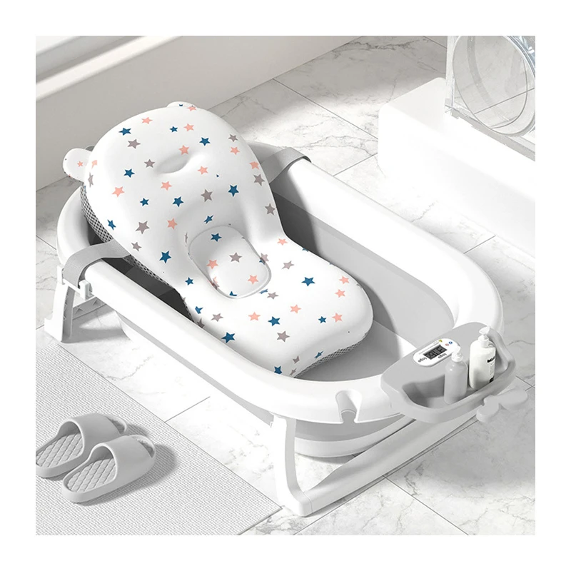 Latest New Born Foldable Baby Plastic Bath Tub Set with Temperature Sensor