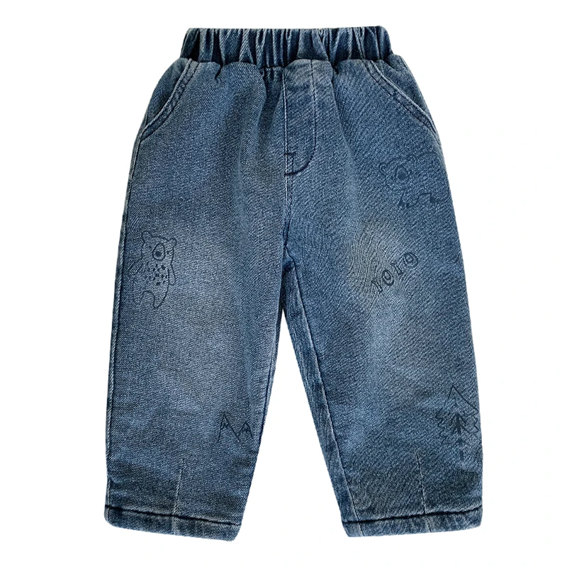 custom  Kids Jeans Fashion Boy Jeans  RTS  Winter Trousers Cute Pattern Washed pants