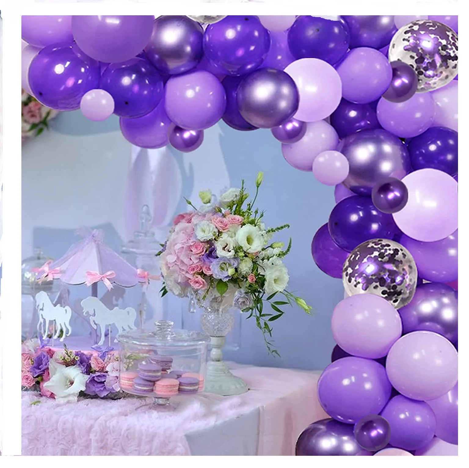 purple balloon arch kit set latex metallic balloon confetti balloon for wedding birthday party decoration