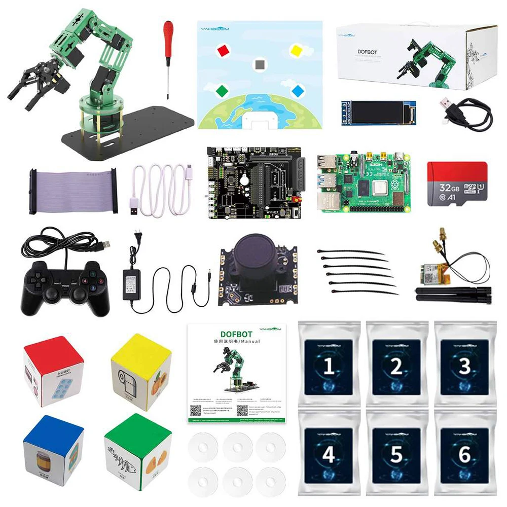 Robotic Programming Education DOFBOT AI Vision Robotic Arm with ROS Python programming for Raspberry Pi 4B 8GB/4GB kids toys