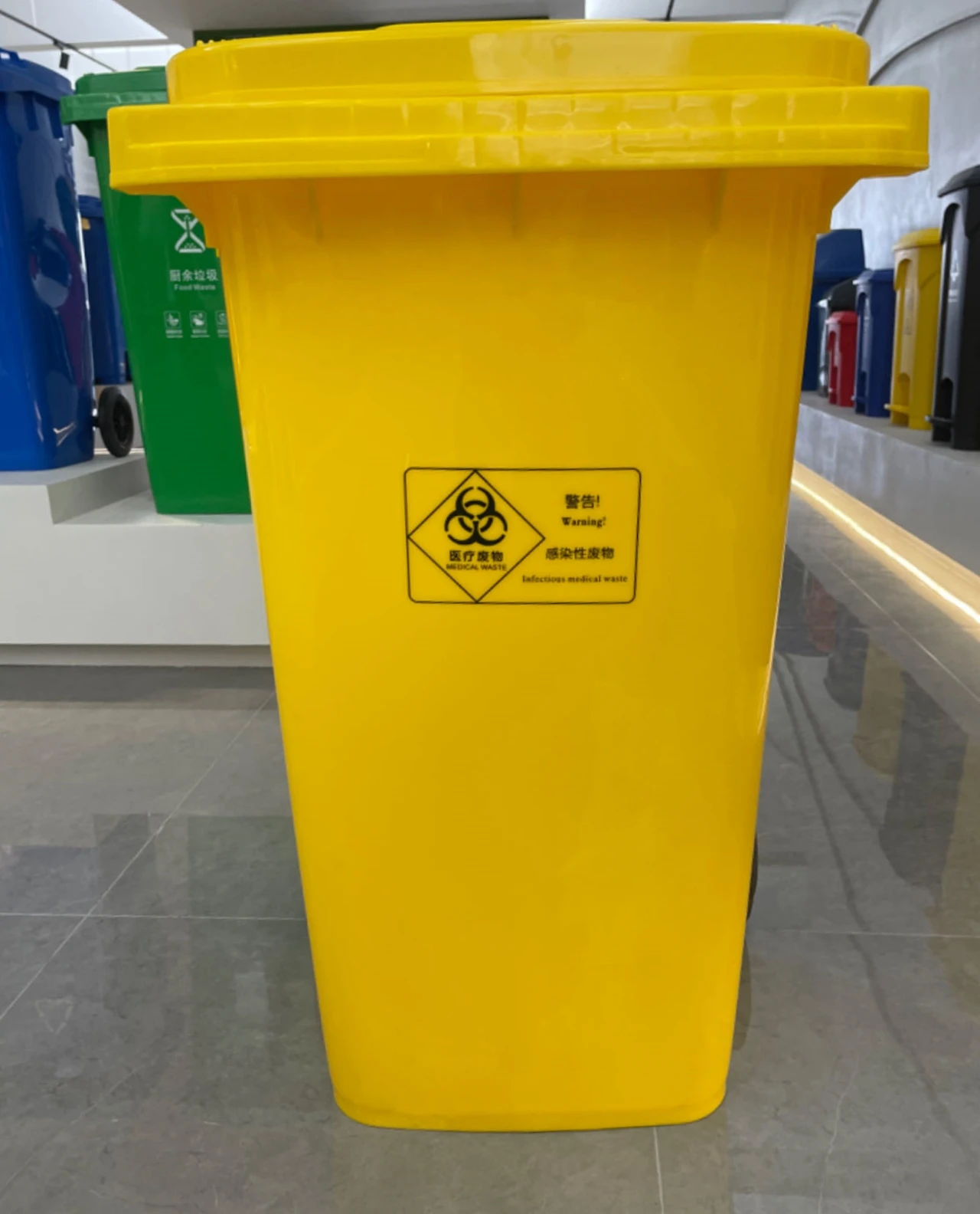 Прочный контейнер для мусора из полиэтилена HDPE 240 среднего размера 100 л желтый