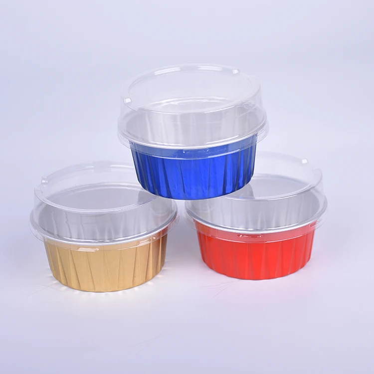 Disposable coloured 130ml round shape aluminum foil container small smoothwall foil container