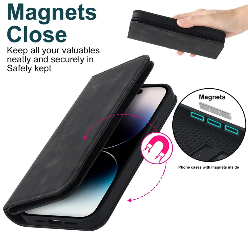 Flip Wallet Phone Cover Multiple Card Pouch Mobile Phone Case Leather Magnetic Case For iPhone 15 14 13 12 Pro Max