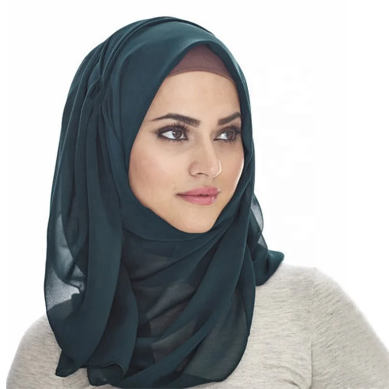 Wholesale Turkey Monochrome Chiffon Large Size Scarf Islamic Muslim Malaysian Women Wrap Hijab Shawl Instant Scarf