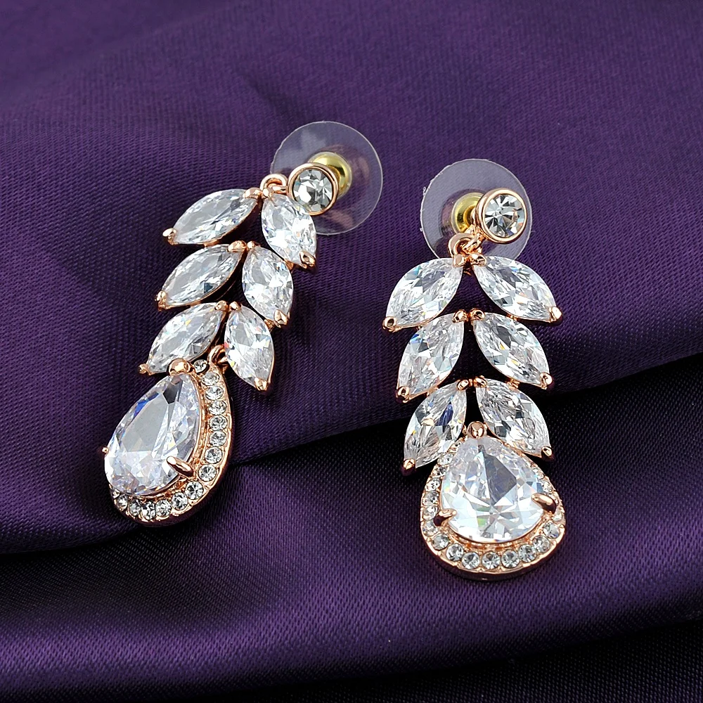 Wholesale Customized Rhodium Plated Fashion Wedding Earring Necklace Jewelry Set